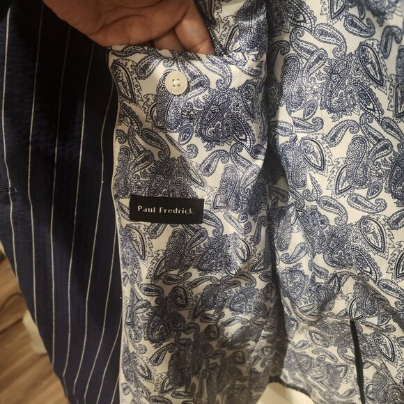 Paul Frederick Men Cotton Stretch Pinstripe Seersucker Suit Jacket Size 42 Long - Picture 12 of 13
